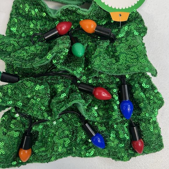 Merry & Bright Sz XS Holiday Christmas Pet Dog Cat Apparel Sequin Tree Costume - Picture 3 of 7